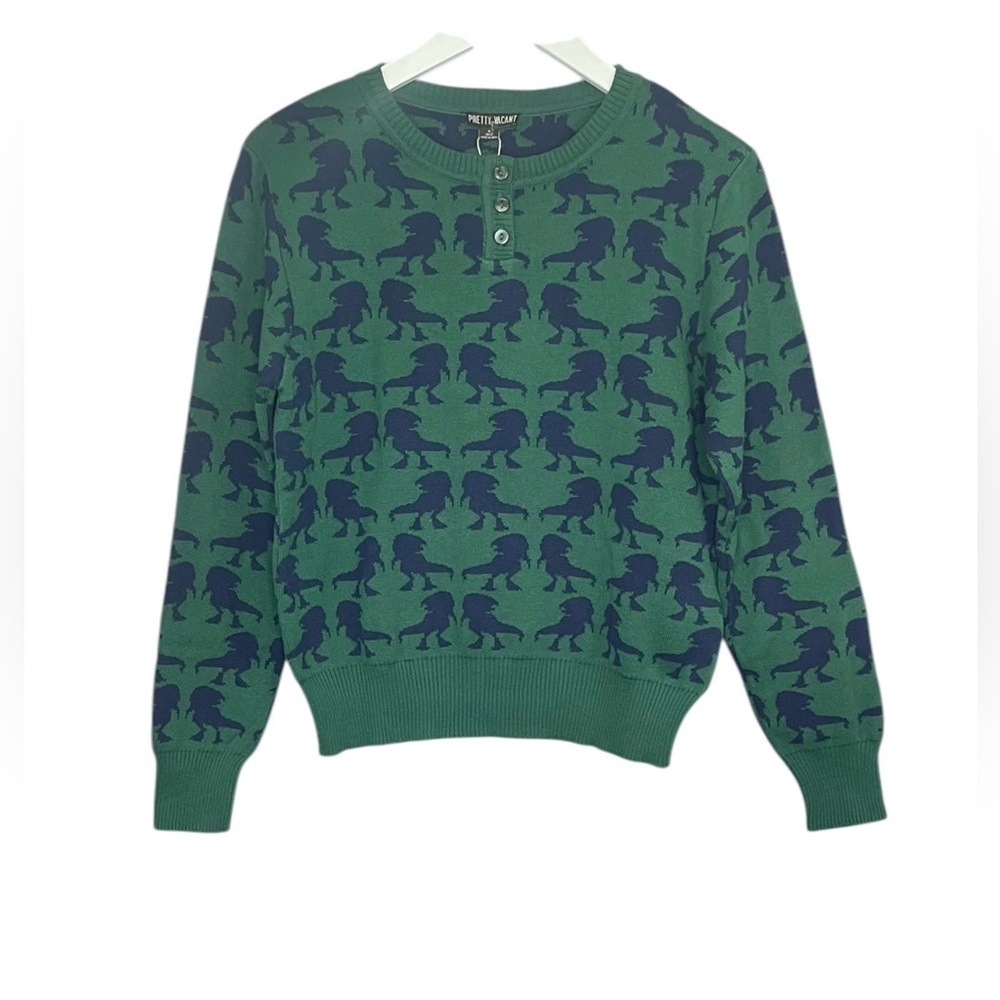 ModCloth Pretty Vacant Dino What I Like Sweater Dinosaur Intarsia Knit NWT